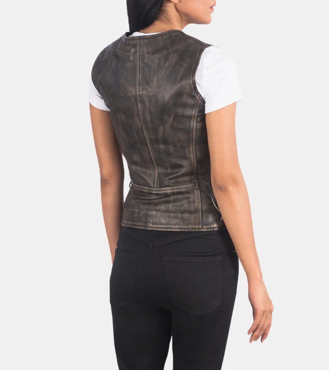 Marjerie Women's Brown Distressed Leather Vest