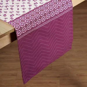 Maroon cotton table runner, geometrical and floral print with patchwork, table decor, sizes available