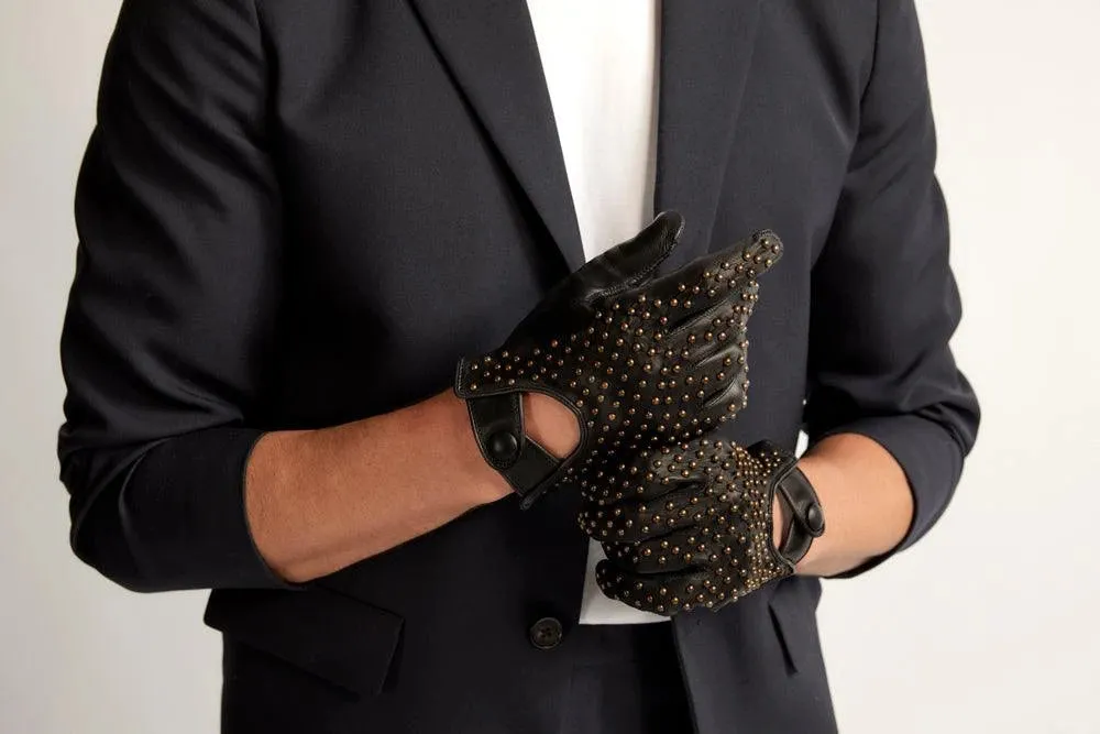 Men's Leather Studded Driving Glove
