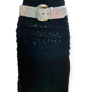 Metallic Silver Studded Oversized Waist Belt