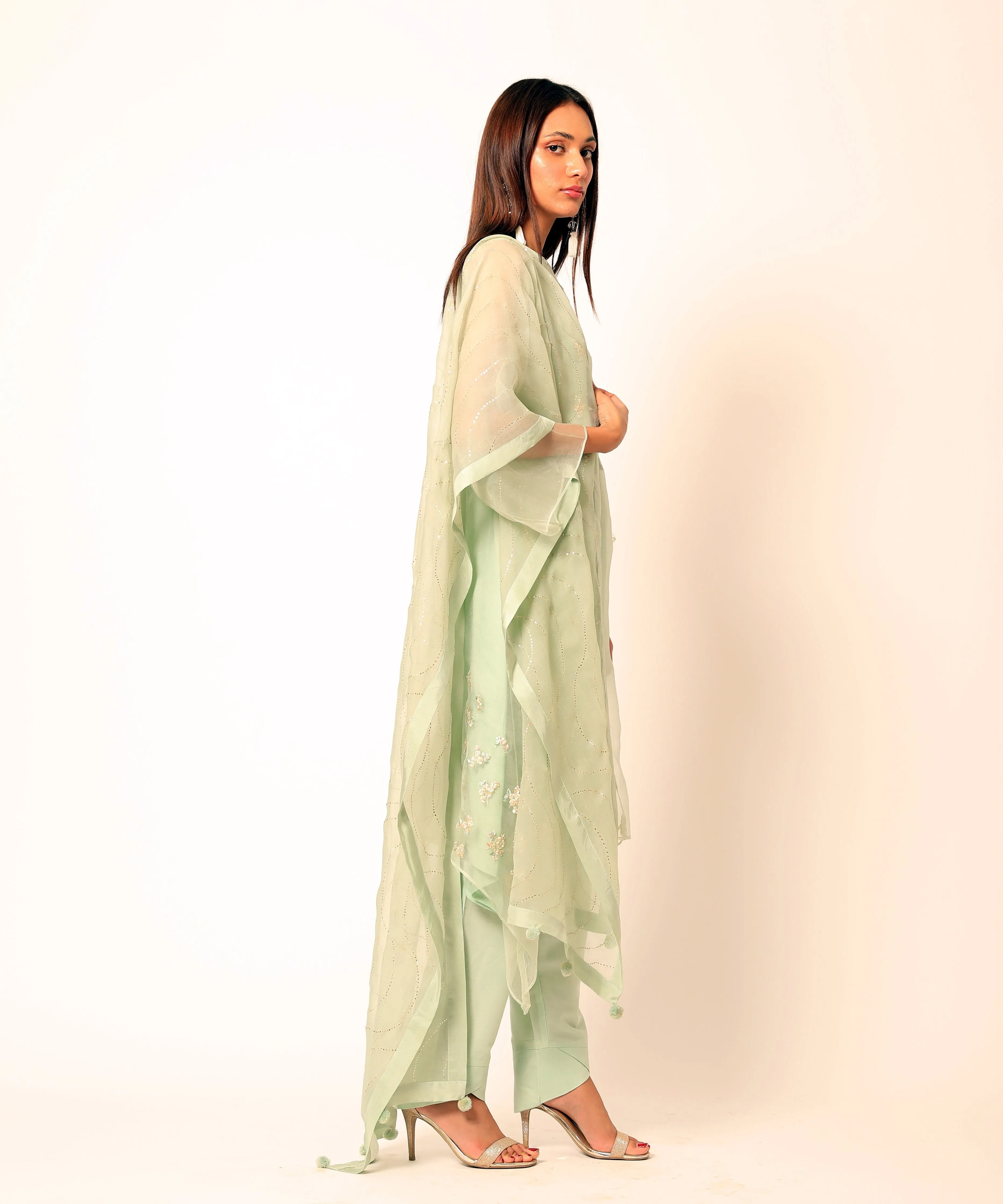 Mint Green Embroidered Kurta Set