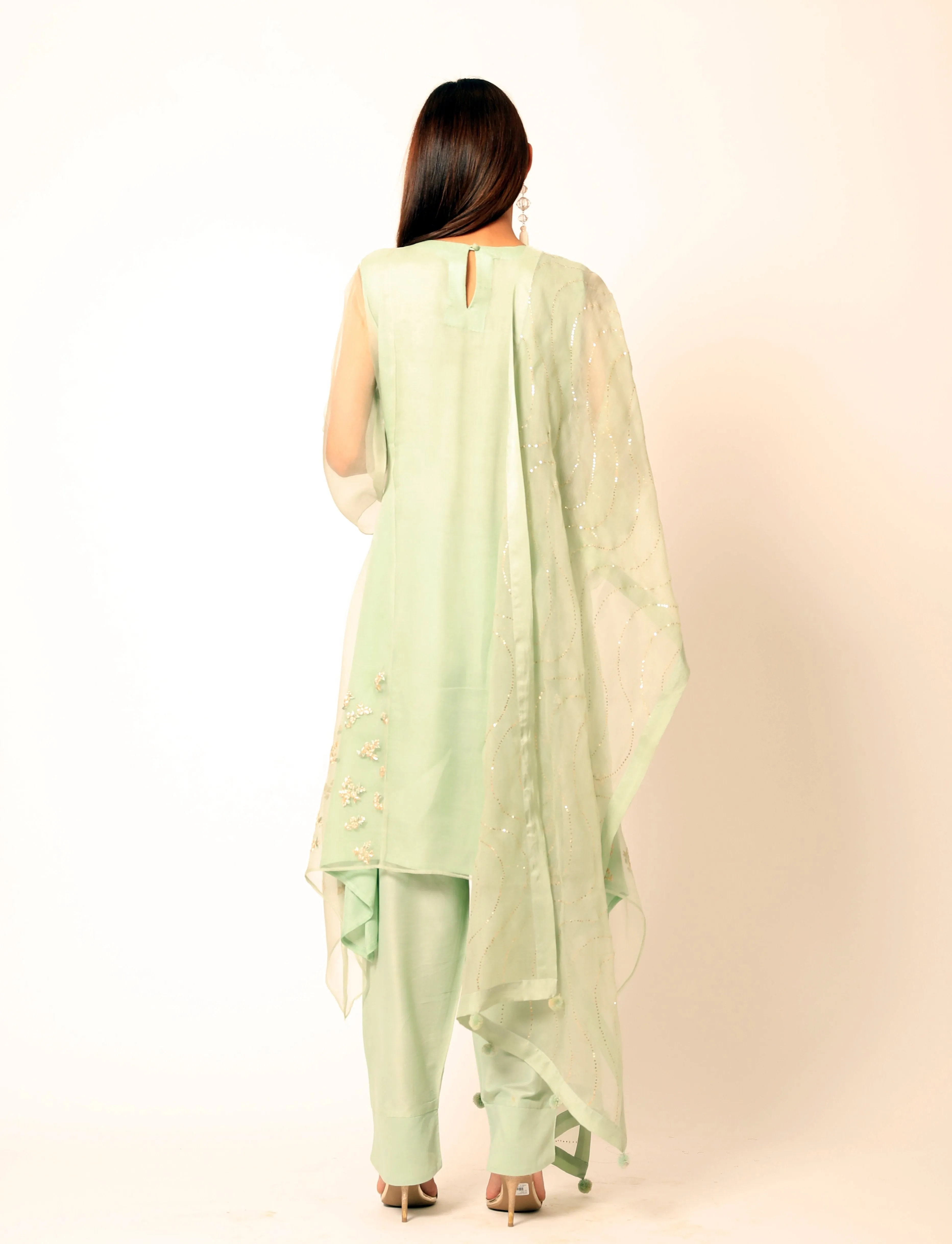 Mint Green Embroidered Kurta Set
