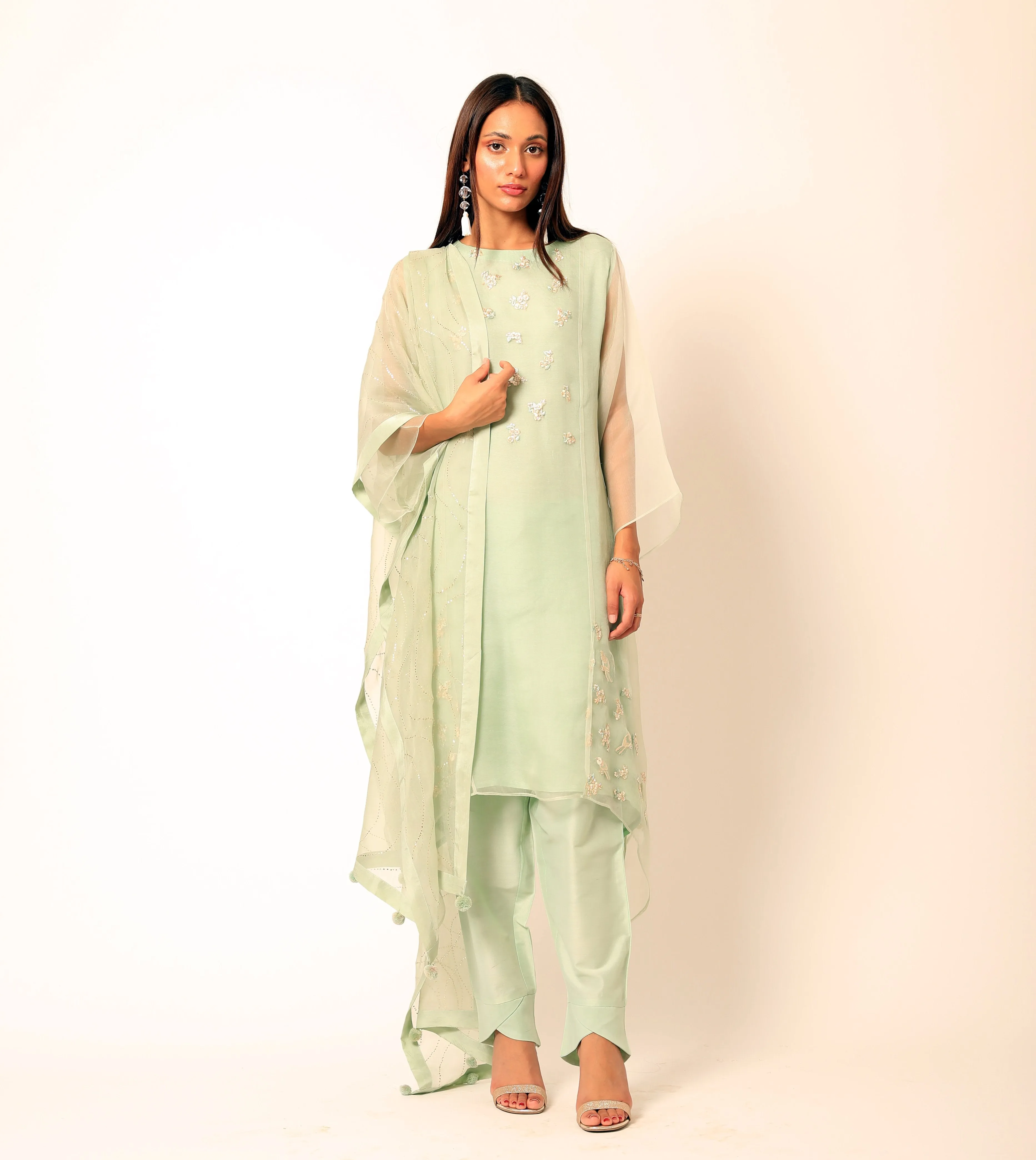 Mint Green Embroidered Kurta Set