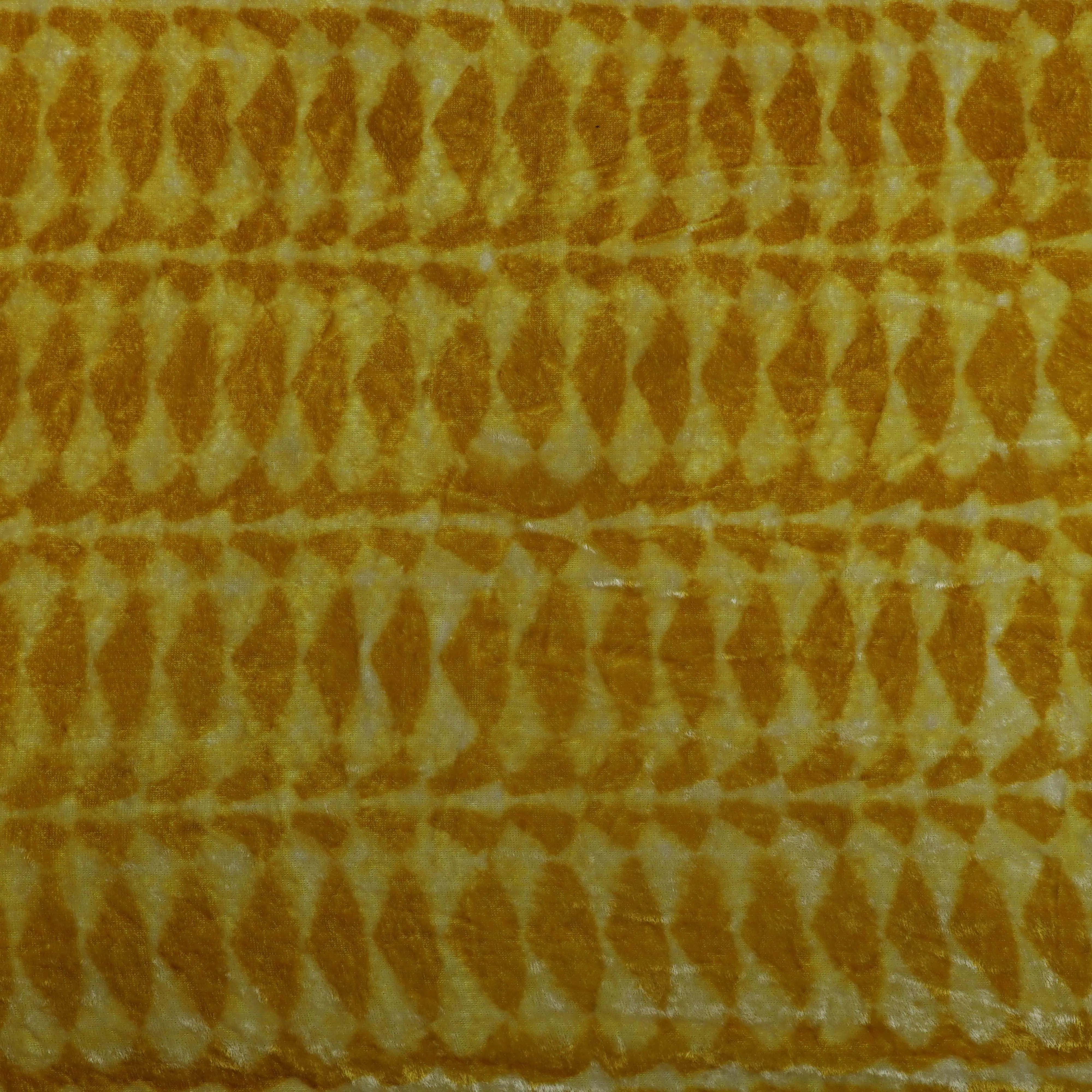 Mustard Color Silk Velvet Print Fabric