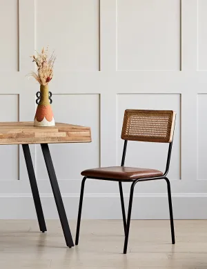 Nkuku Iswa Leather & Rattan Dining Chair