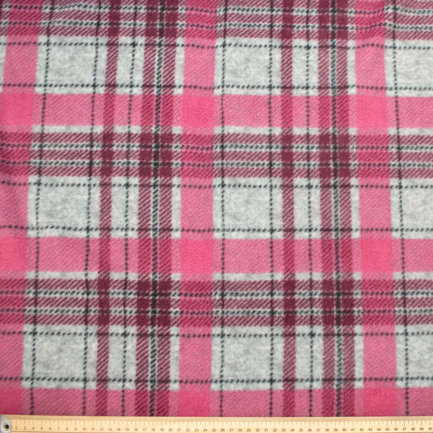 Pink Red Plaid Printed Polar Fleece Design 71