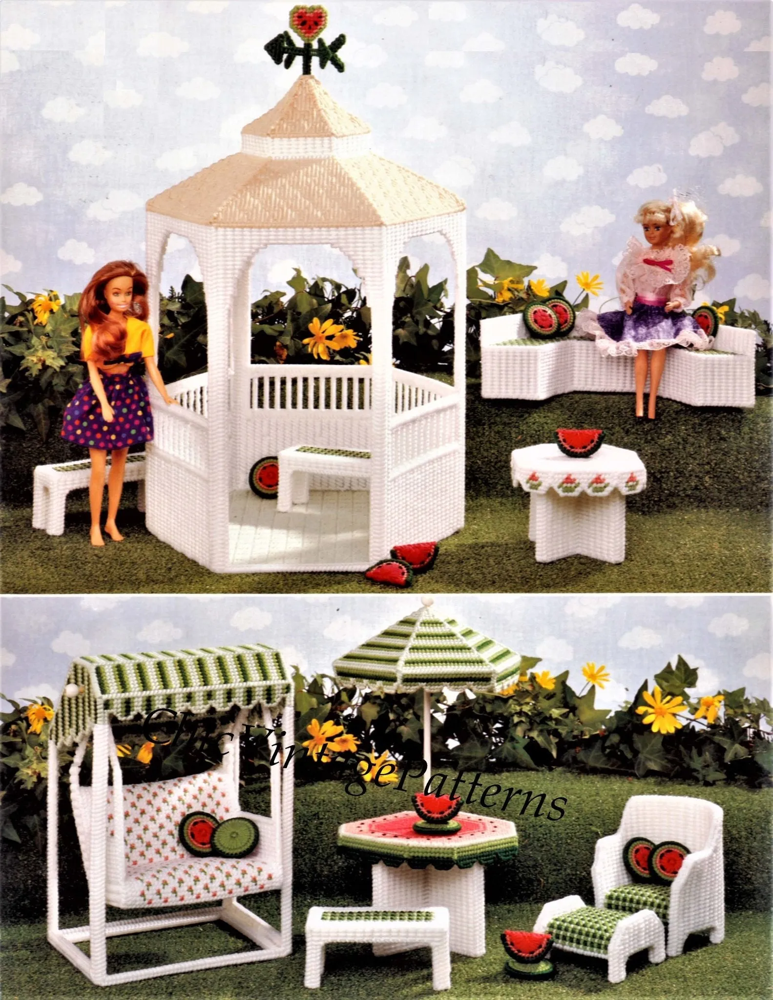 Plastic Canvas Fashion Doll Summer Garden Pattern, Digital Download