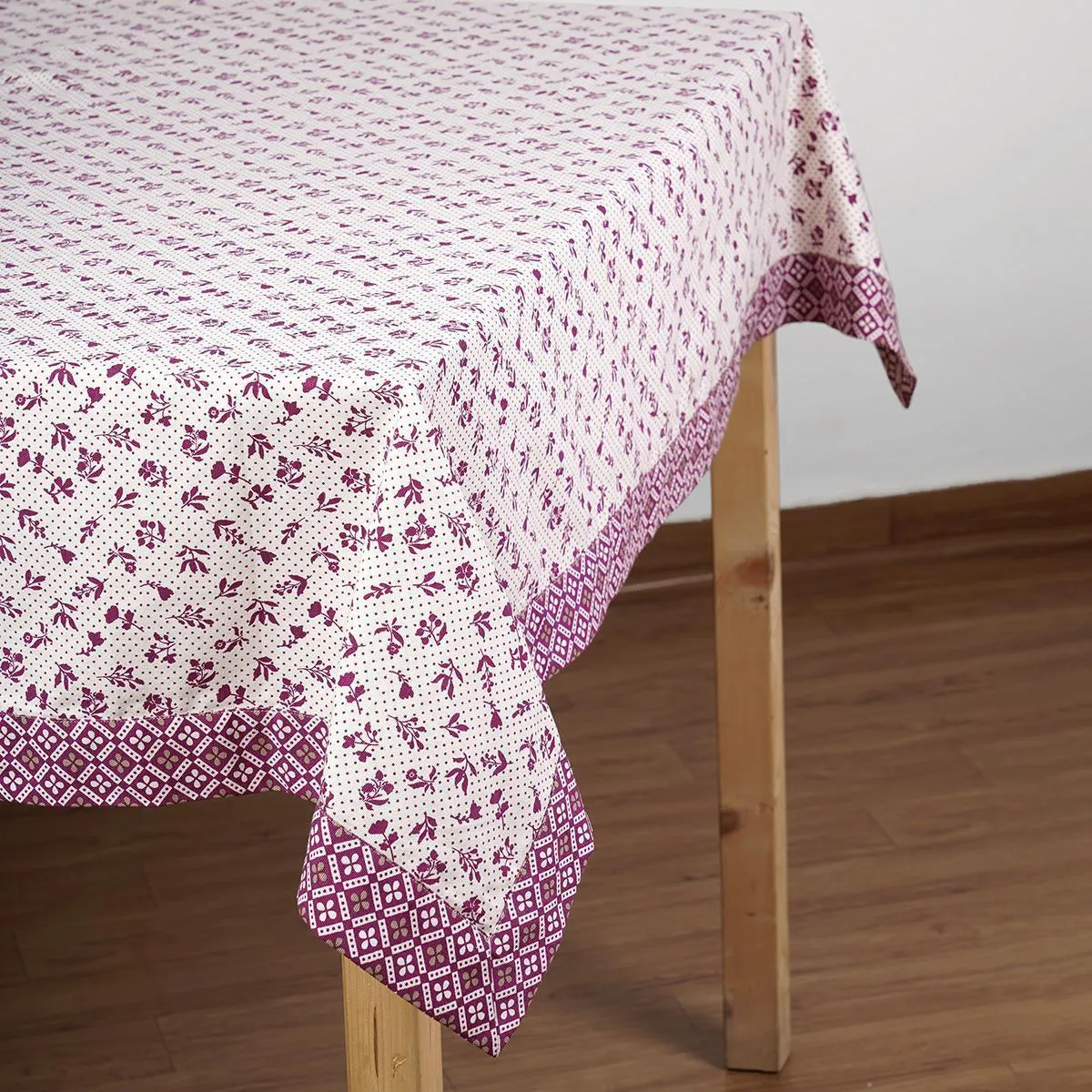 Plum DOMINOTERIE small floral print cotton table cover with border, sizes available
