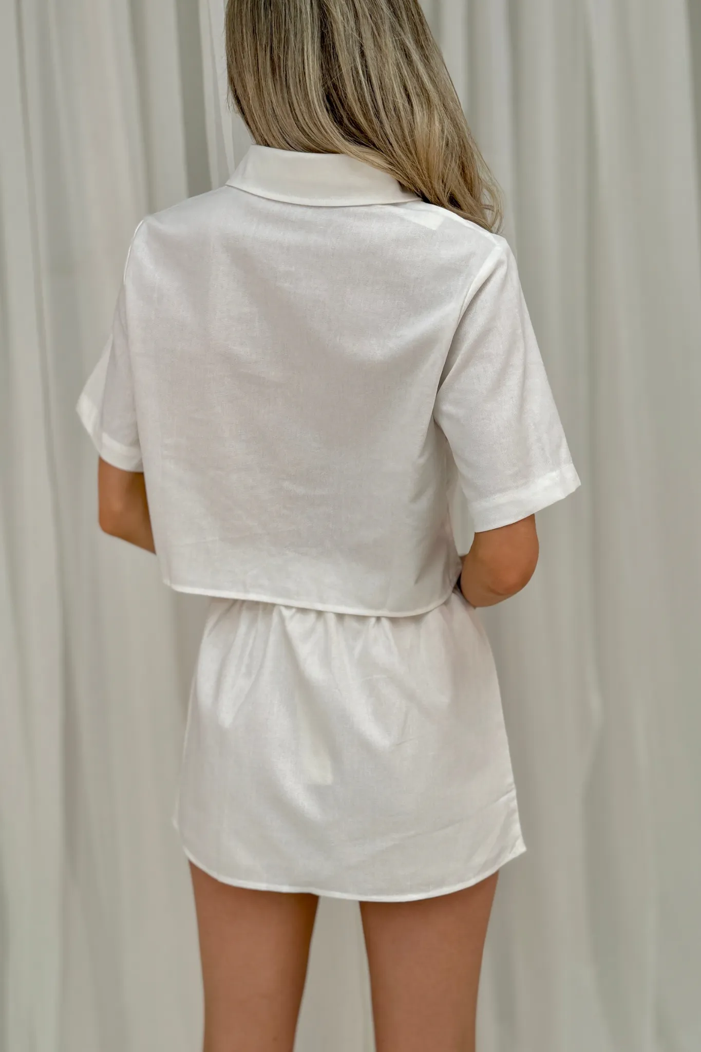 Polly Blue Embroidered Skirt In White