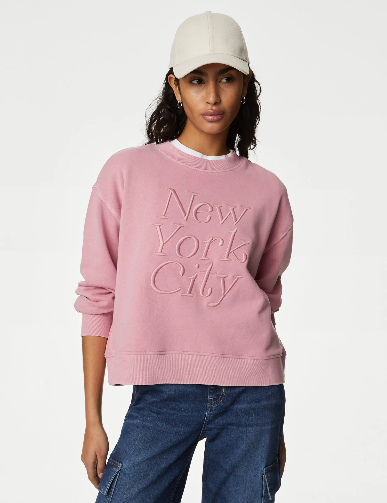 Pure Cotton Slogan Sweatshirt