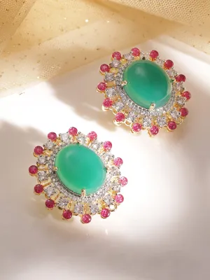 Rubans Dazzling Demeanor AD-Studded Gold-Tone Demi-Fine Earrings for Modern Glam