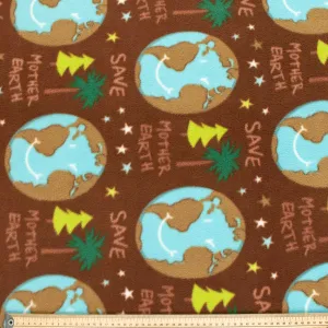 Save Mother Earth on Brown Printed Polar Fleece Design-A45