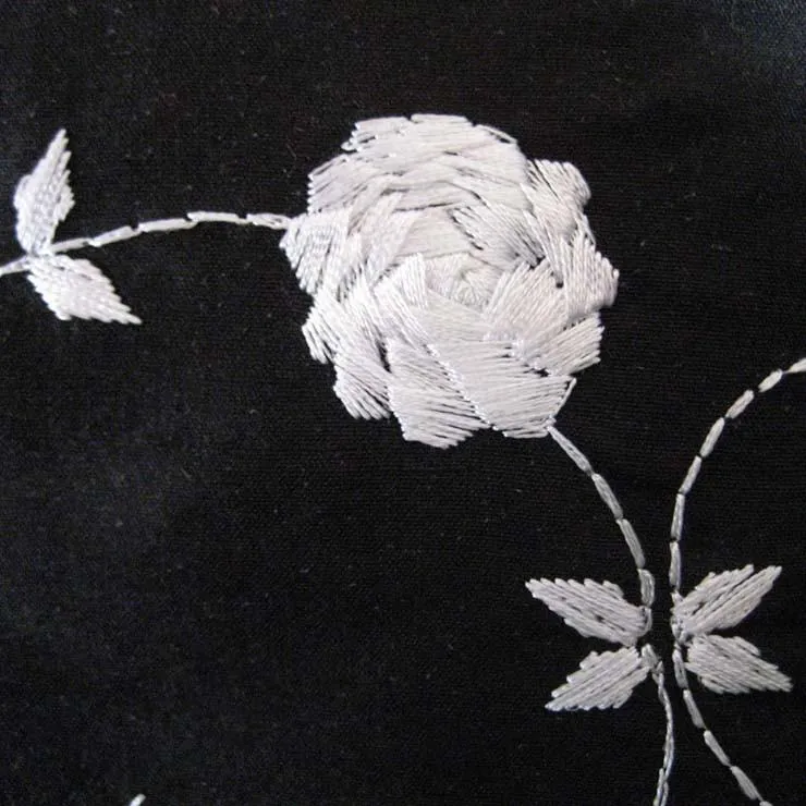 Silk Rose Embroidered Shantung