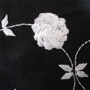 Silk Rose Embroidered Shantung