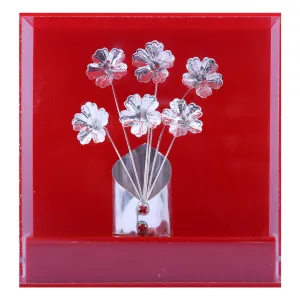 Silver Flower Vase - 5 x 4.7 Inches | Silver Article/ Artificial Flower Vase for Home Decor