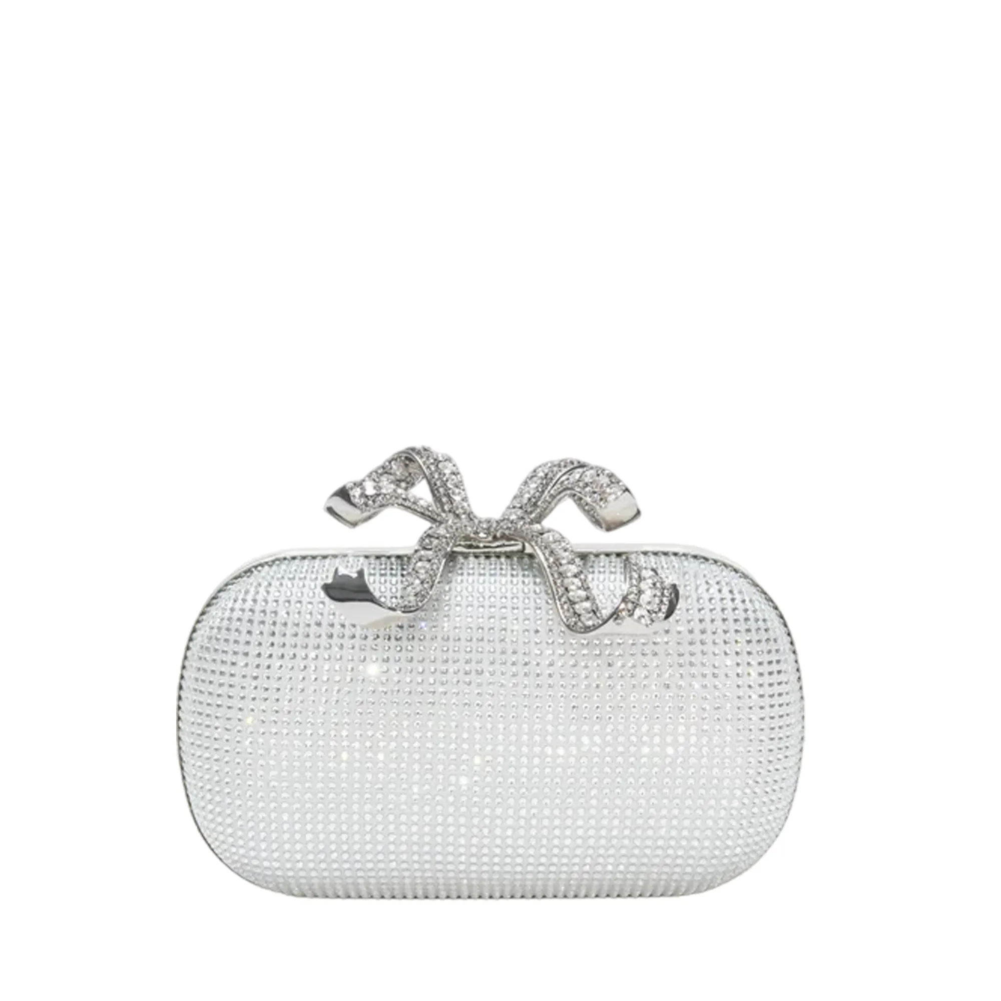 Silver Rhinestone Bow Clutch