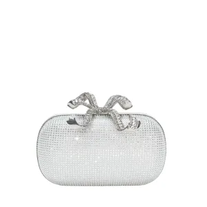 Silver Rhinestone Bow Clutch