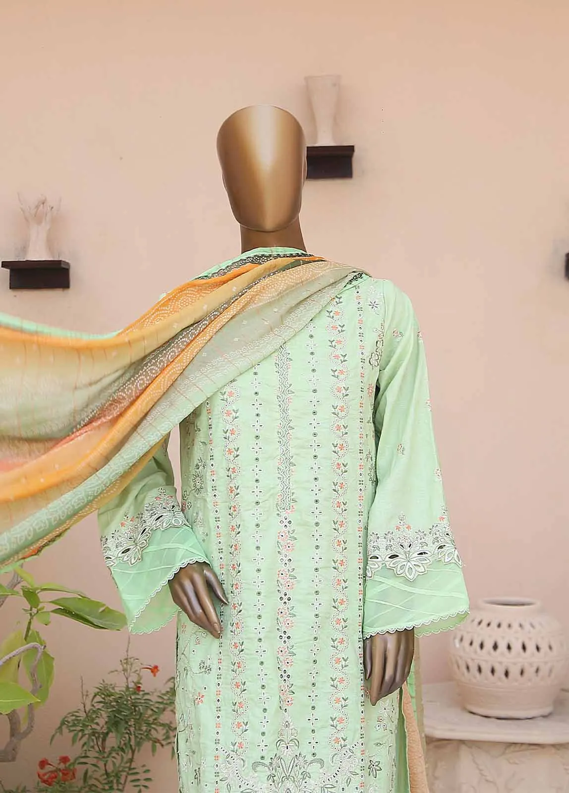 SMLF-CE-419-3 Piece Cotton Embroidered
