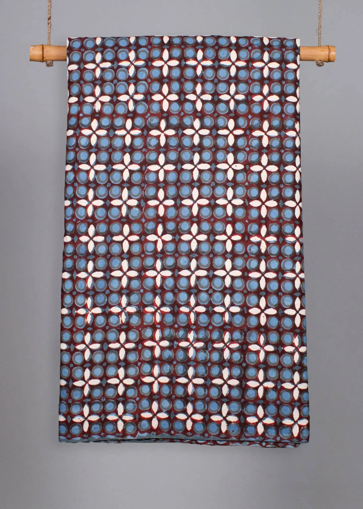 Starlight Lanes Rust Cotton Hand Block Printed Fabric