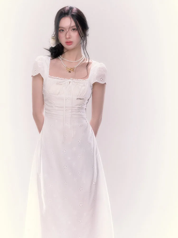 [UNDERPASS] The Romantic Cotton White Midi Dress