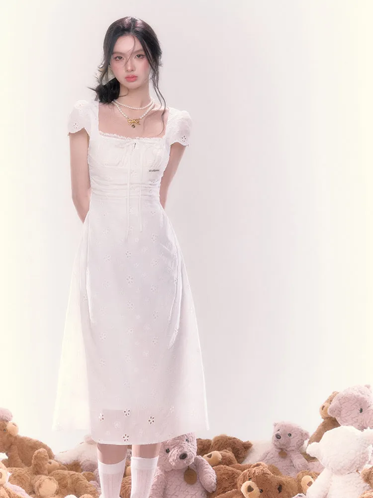 [UNDERPASS] The Romantic Cotton White Midi Dress