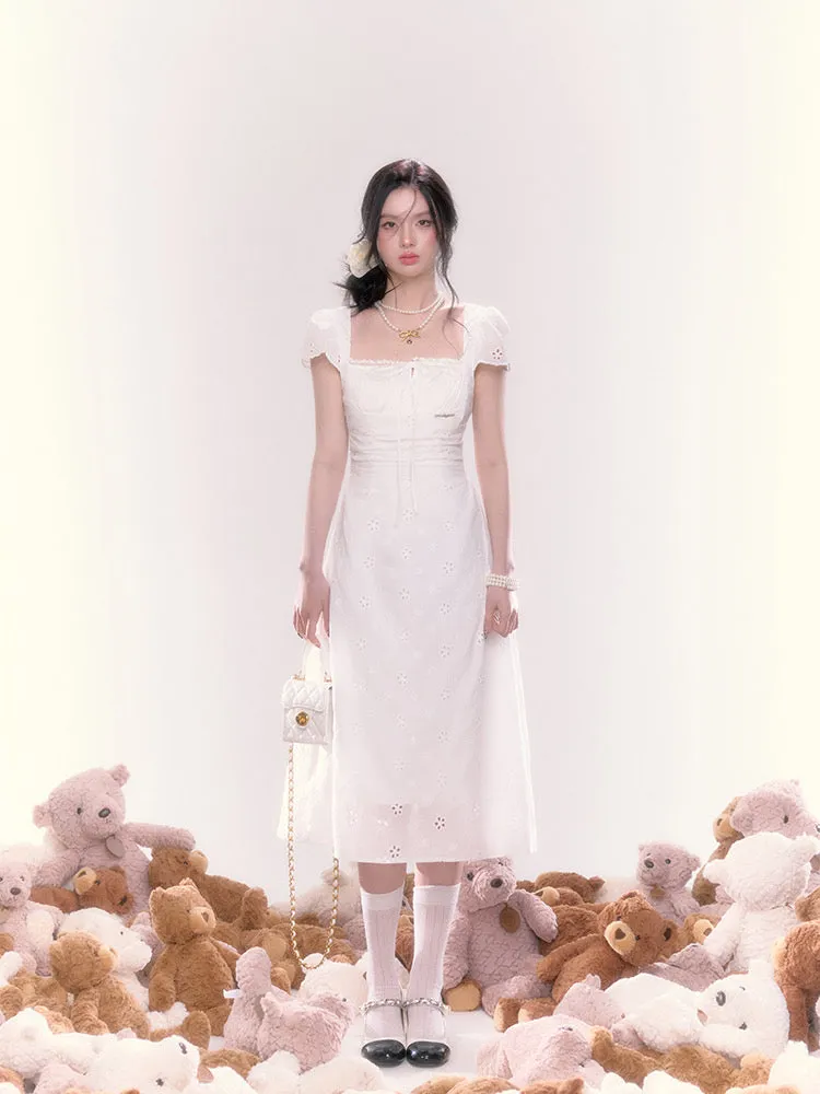 [UNDERPASS] The Romantic Cotton White Midi Dress