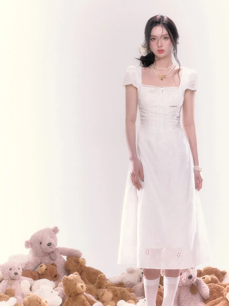 [UNDERPASS] The Romantic Cotton White Midi Dress