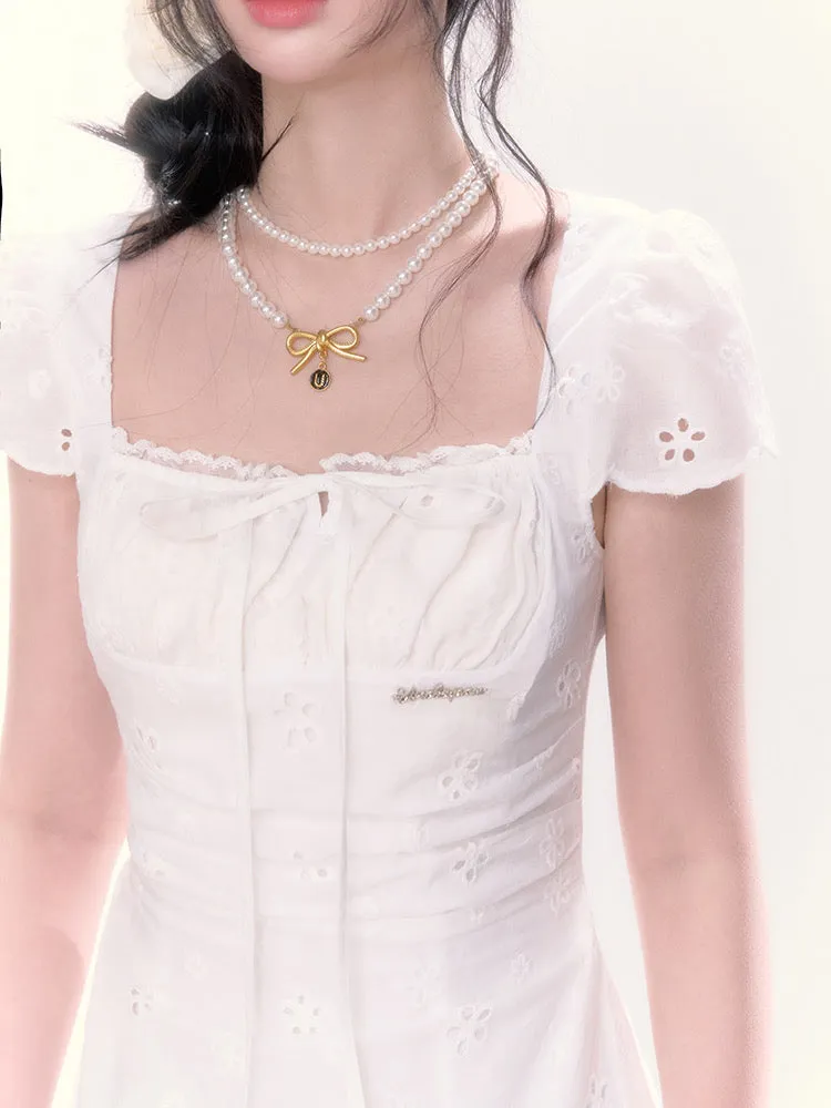 [UNDERPASS] The Romantic Cotton White Midi Dress