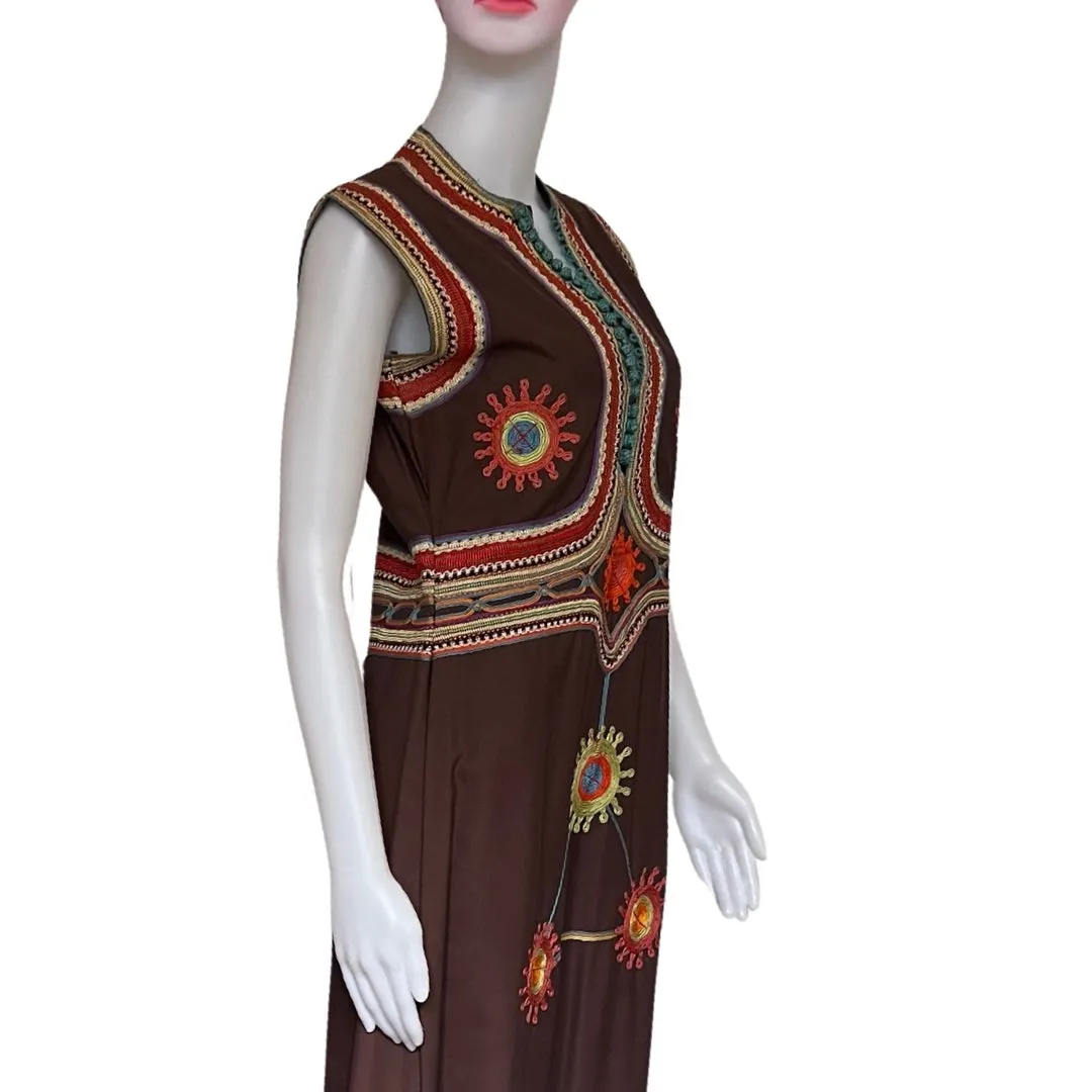 Vintage 1960s Embroidered Maxi Dress