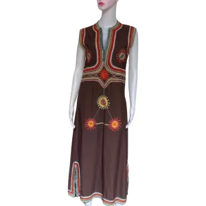 Vintage 1960s Embroidered Maxi Dress