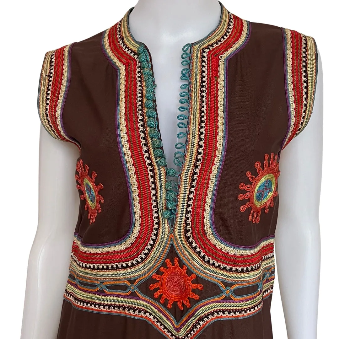 Vintage 1960s Embroidered Maxi Dress