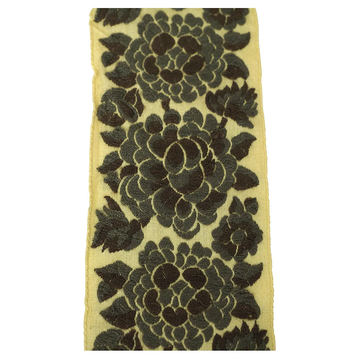 Vintage Embroidered Floral Ribbon Sewing Trim Per Yard 2.5 Inch Width