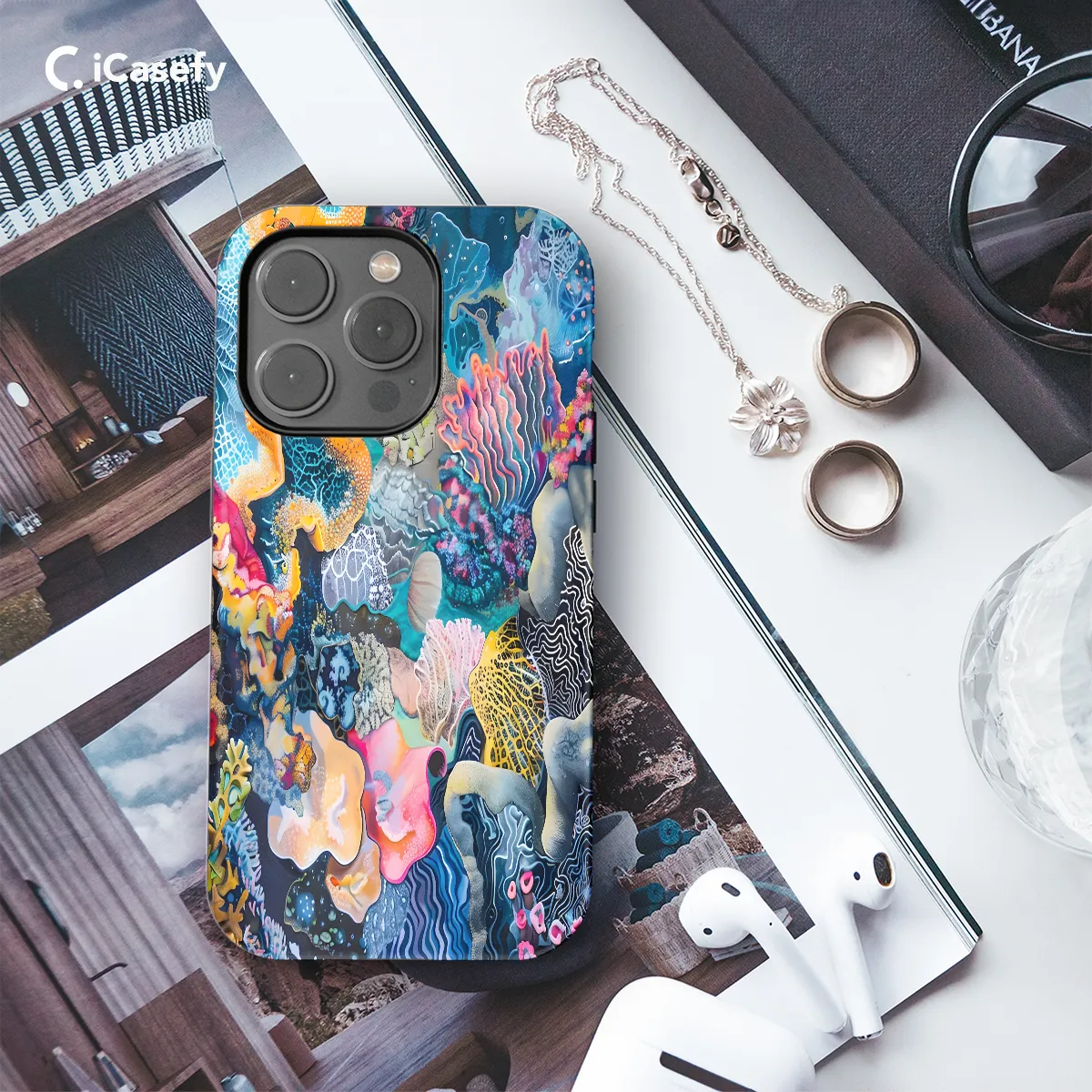 Watercolor Abstract Coral Reef Phone Case iPhone Samsung Cover Pixel 1188