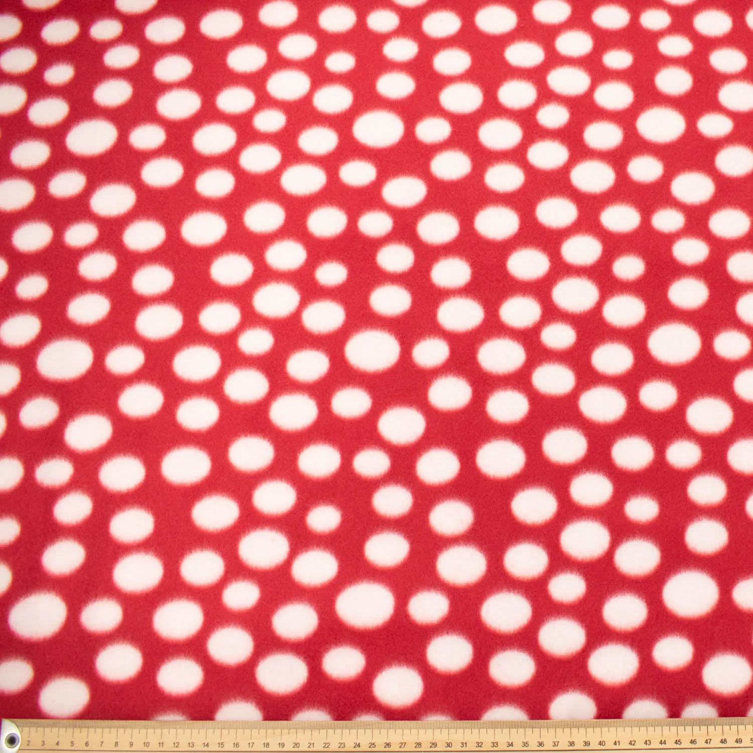 White Dots on Red Printed Polar Fleece Design 23