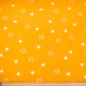 White Stars on Yellow Printed Polar Fleece Design 190