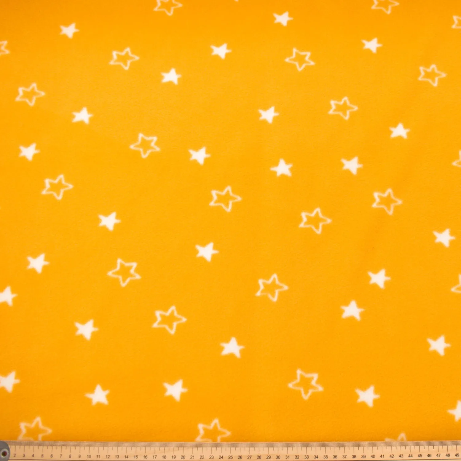White Stars on Yellow Printed Polar Fleece Design 190