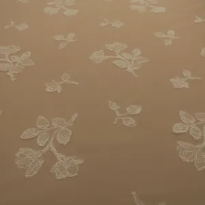 White Tulle with White Floral Design Embroidered Fabric