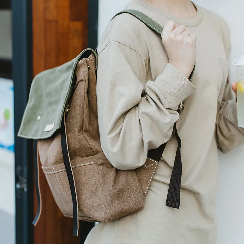 Womens Army Green Canvas Backpack Bag Canvas School Backpacks Rucksack Women