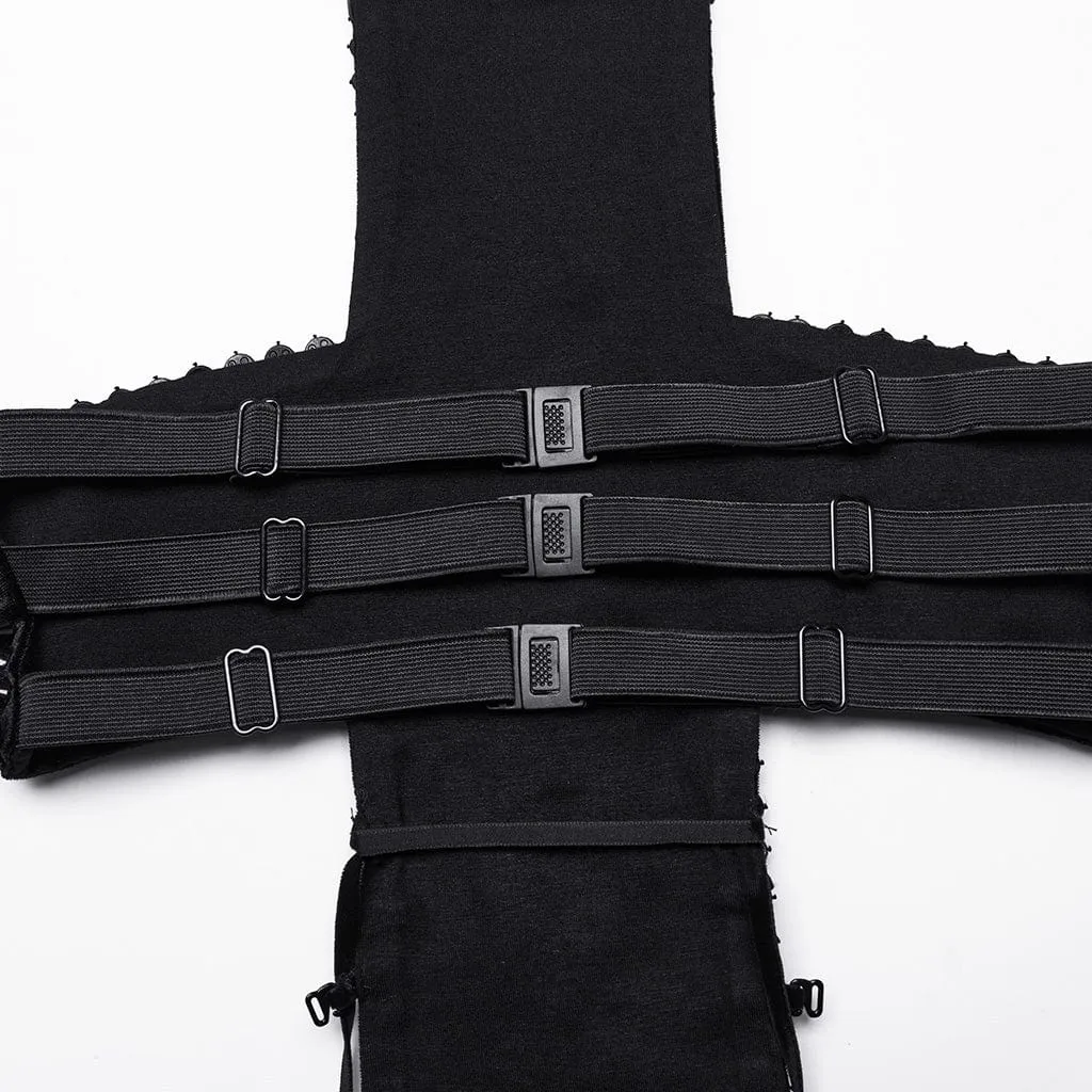 Women's Gothic Halterneck Studded Lace-up Top