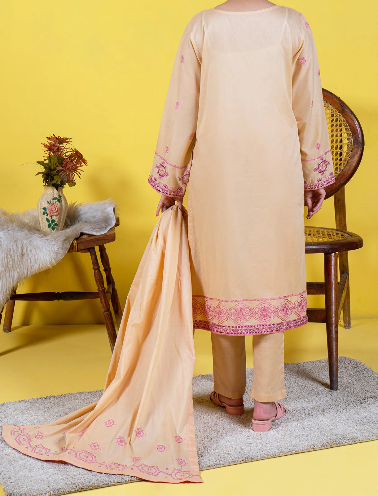 Womens "SASKIA" Embroidered Stitched Two Piece Suit