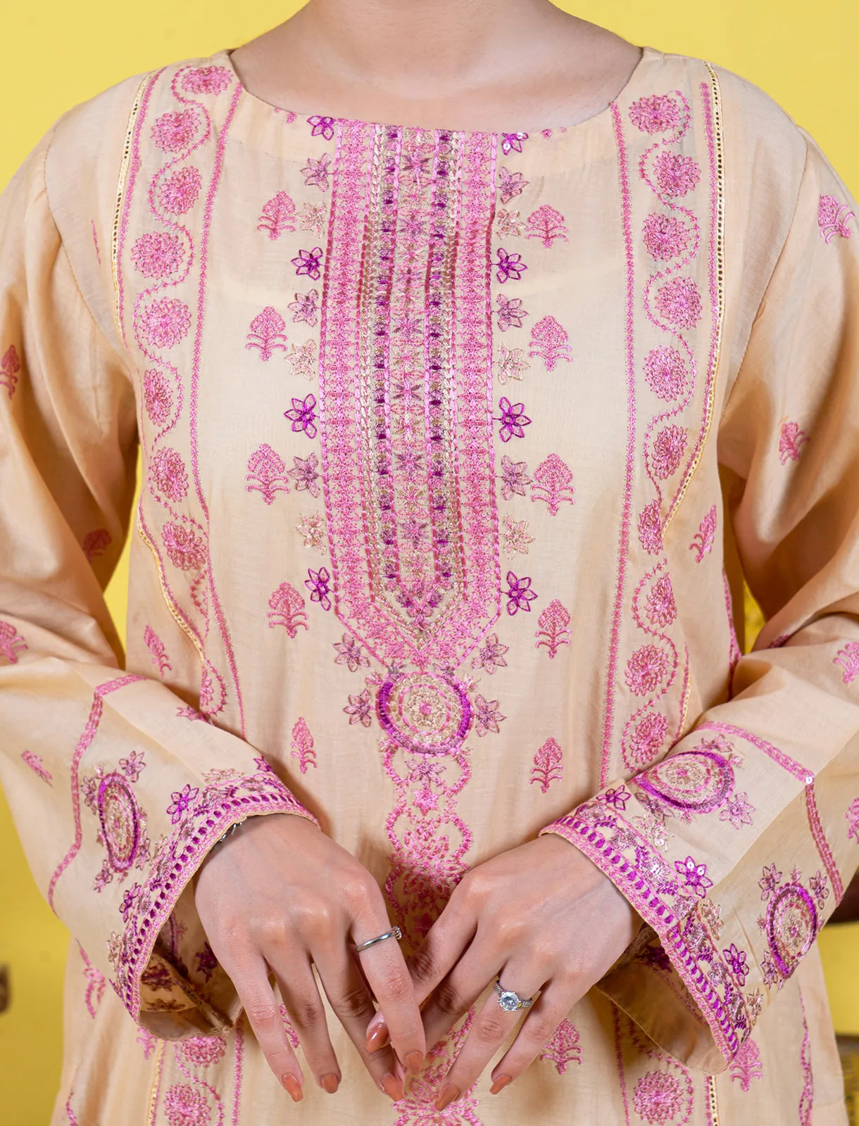 Womens "SASKIA" Embroidered Stitched Two Piece Suit