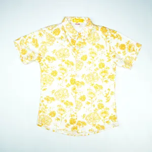 Yellow Floral Print Short-Sleeve Shirt
