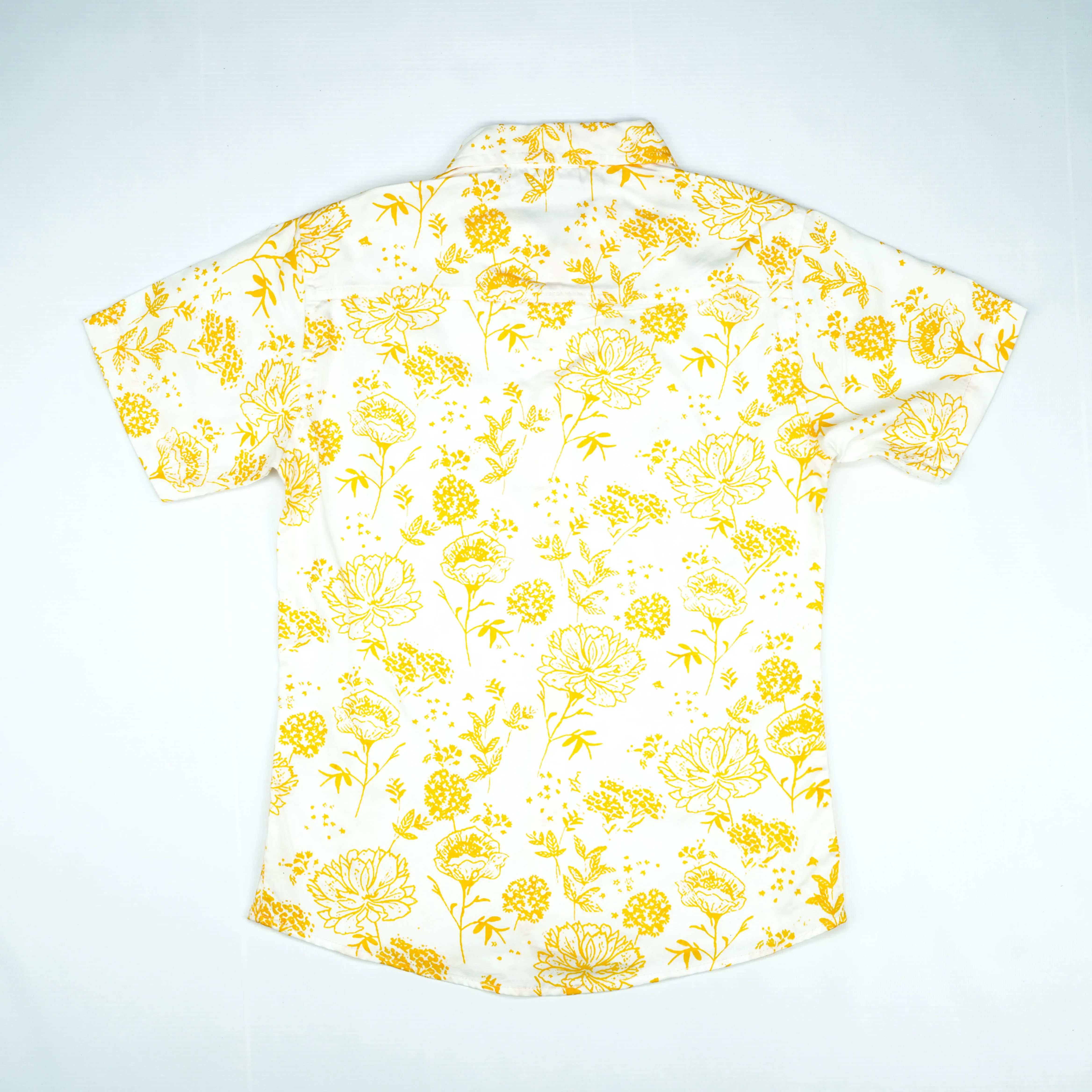 Yellow Floral Print Short-Sleeve Shirt