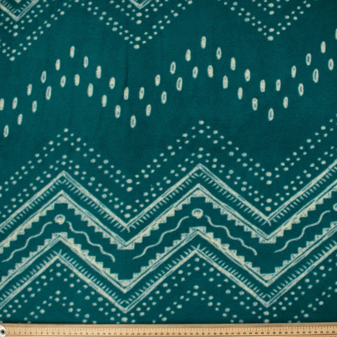 Zigzag Stripes & Dots on Forest Green Printed Polar Fleece DSN #36