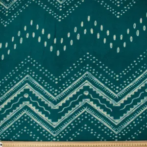 Zigzag Stripes & Dots on Forest Green Printed Polar Fleece DSN #36